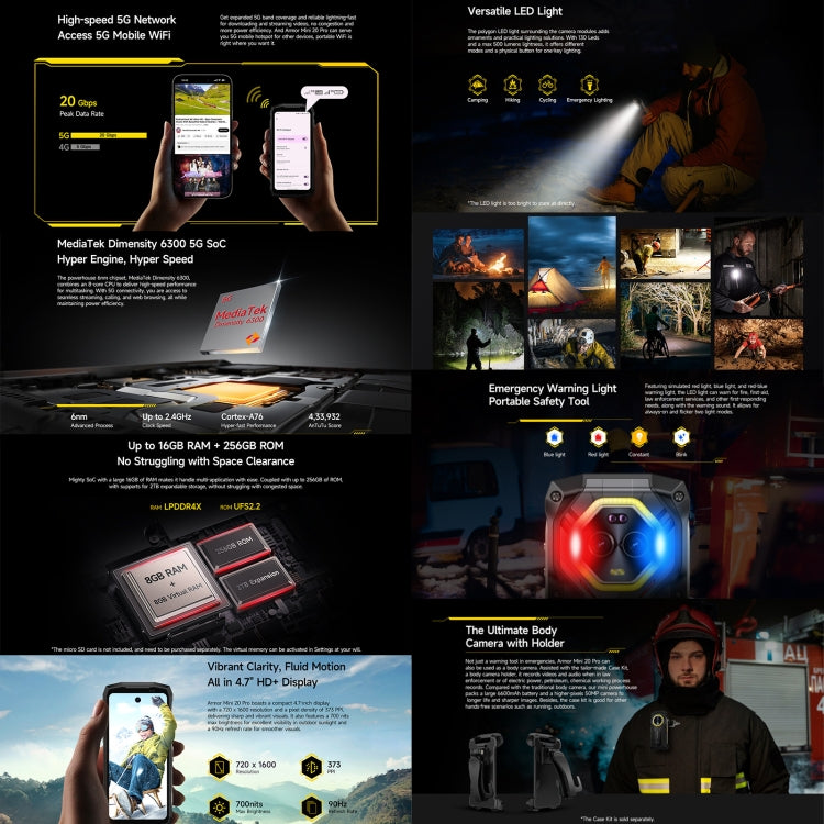 Ulefone Armor Mini 20 Pro, 8GB+256GB, IP68/IP69K Rugged Phone, 4.7 inch Android 14 MediaTek Dimensity 6300 5G Octa Core, Network: 5G, NFC, OTG Ulefone Armor Mini 20 Pro, 8GB+256GB, IP68/IP69K Rugged Phone, 4.7 inch Android 14 MediaTek Dimensity 6300 5G Octa Core, Network: 5G, NFC, OTG